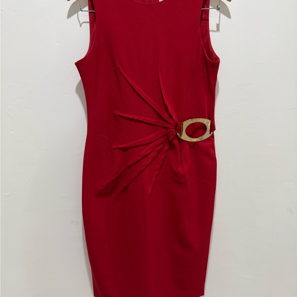 Studio One Red Mini Dress with Gold Buckle